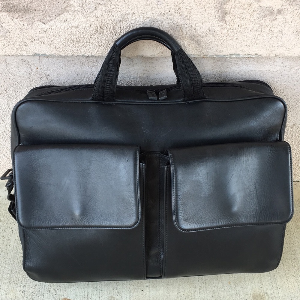 HARTMANN Briefcase Laptop Bag Black Leather
